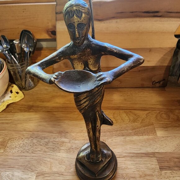 Vintage Brass Winged Fairy 12"